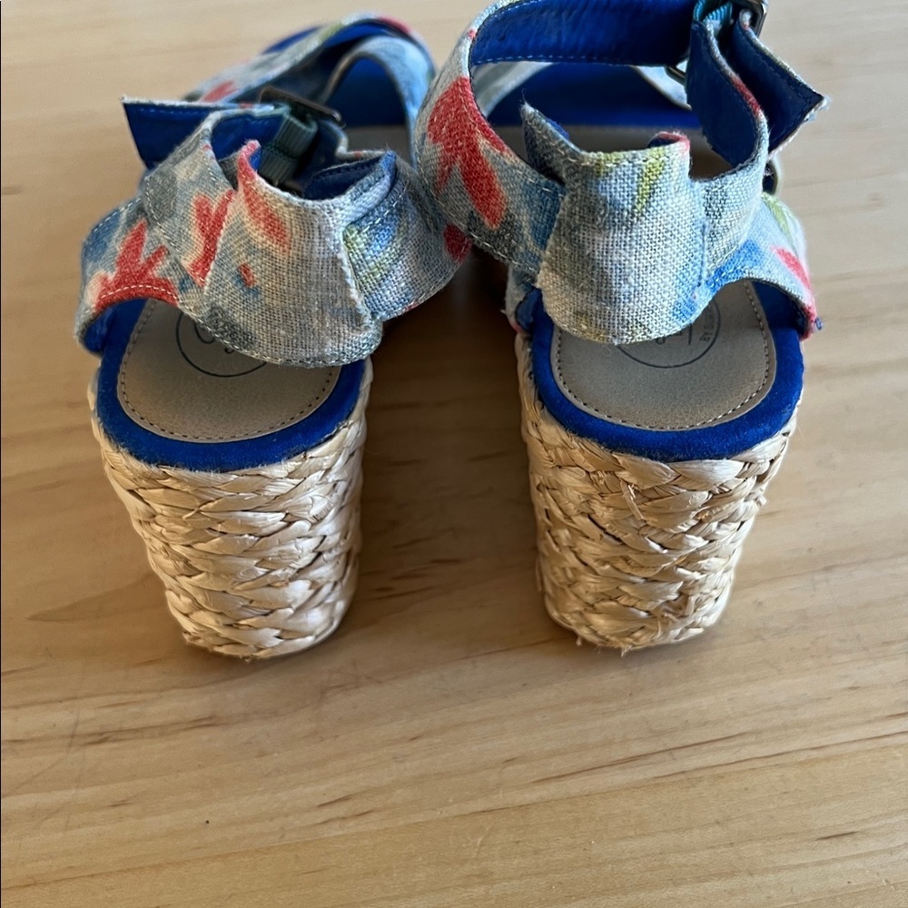 Floral Blue Espadrille Wedge Sandals - Women - Picture 3 of 5